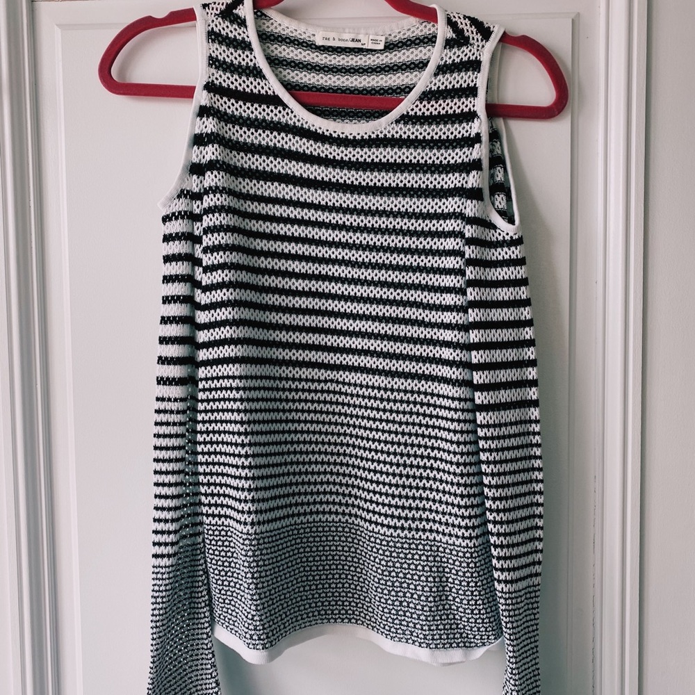 rag & bone black and white lightweight sweater